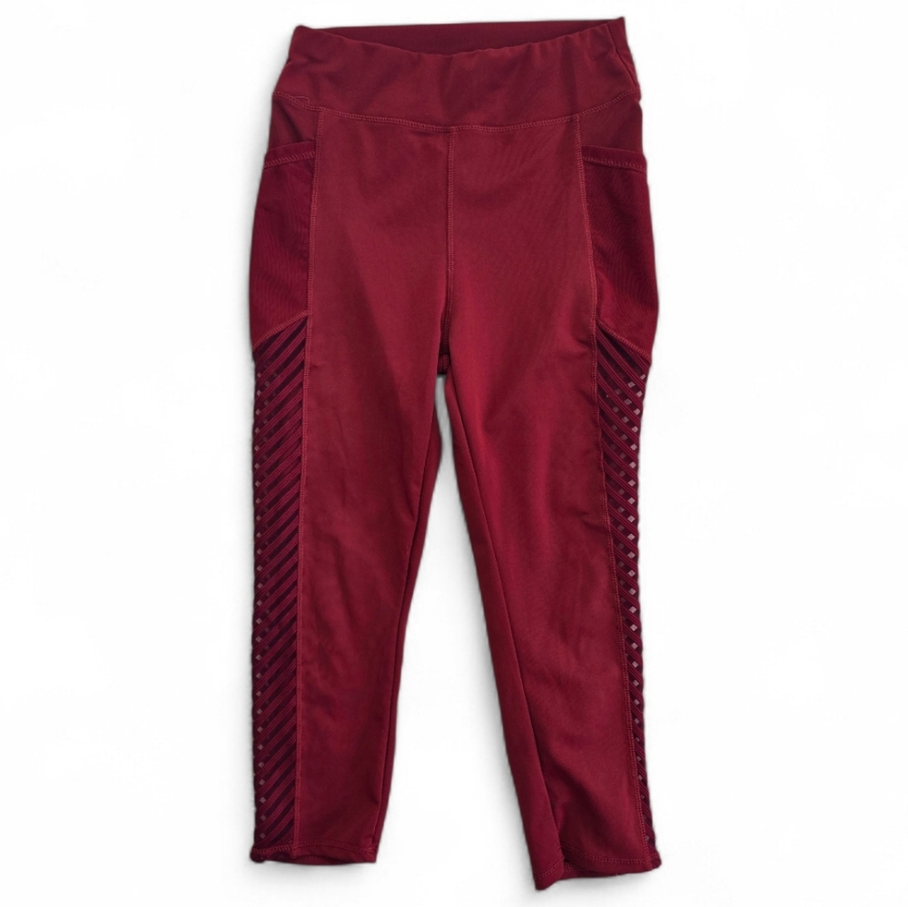 Women's Burgundy Leggings Non Branded See Thru Sides